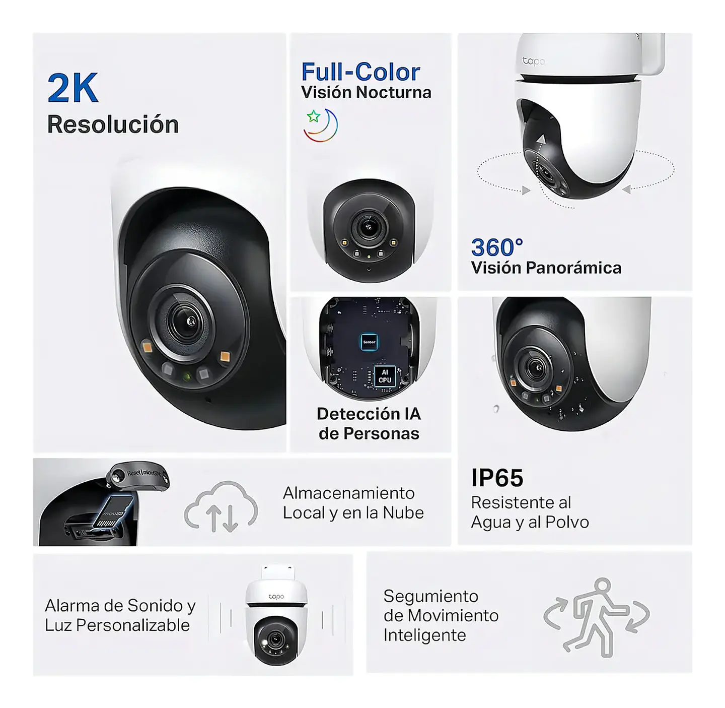 Camara De Seguridad Wifi Tp-link Tapo C510w 3mp Exterior 2k 2.4ghz Giro 360 Vision Nocturna Hasta 30 Metros 5