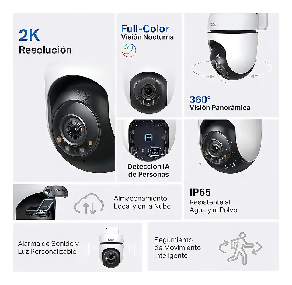 Camara De Seguridad Wifi Tp-link Tapo C510w 3mp Exterior 2k 2.4ghz Giro 360 Vision Nocturna Hasta 30 Metros 5