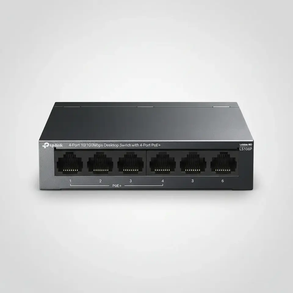 Switch 6 Puertos 10/100 Con 4 Puertos Poe+ Tp-link Ls106p 1