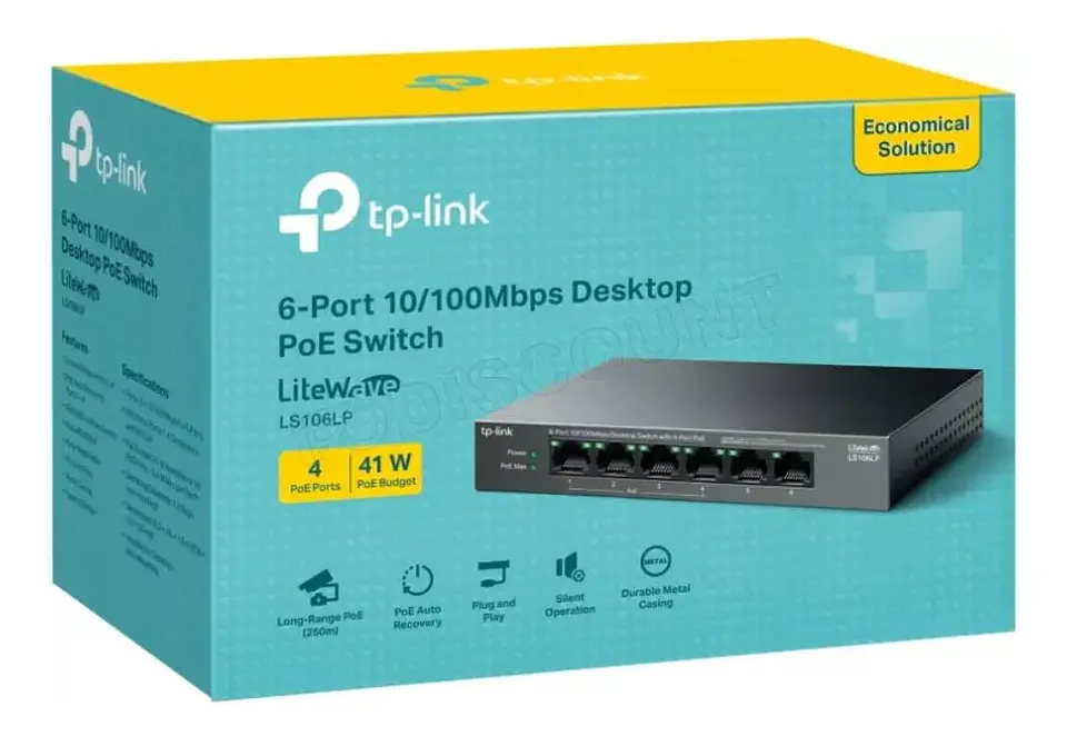 Switch 6 Puertos 10/100 Con 4 Puertos Poe+ Tp-link Ls106p 2
