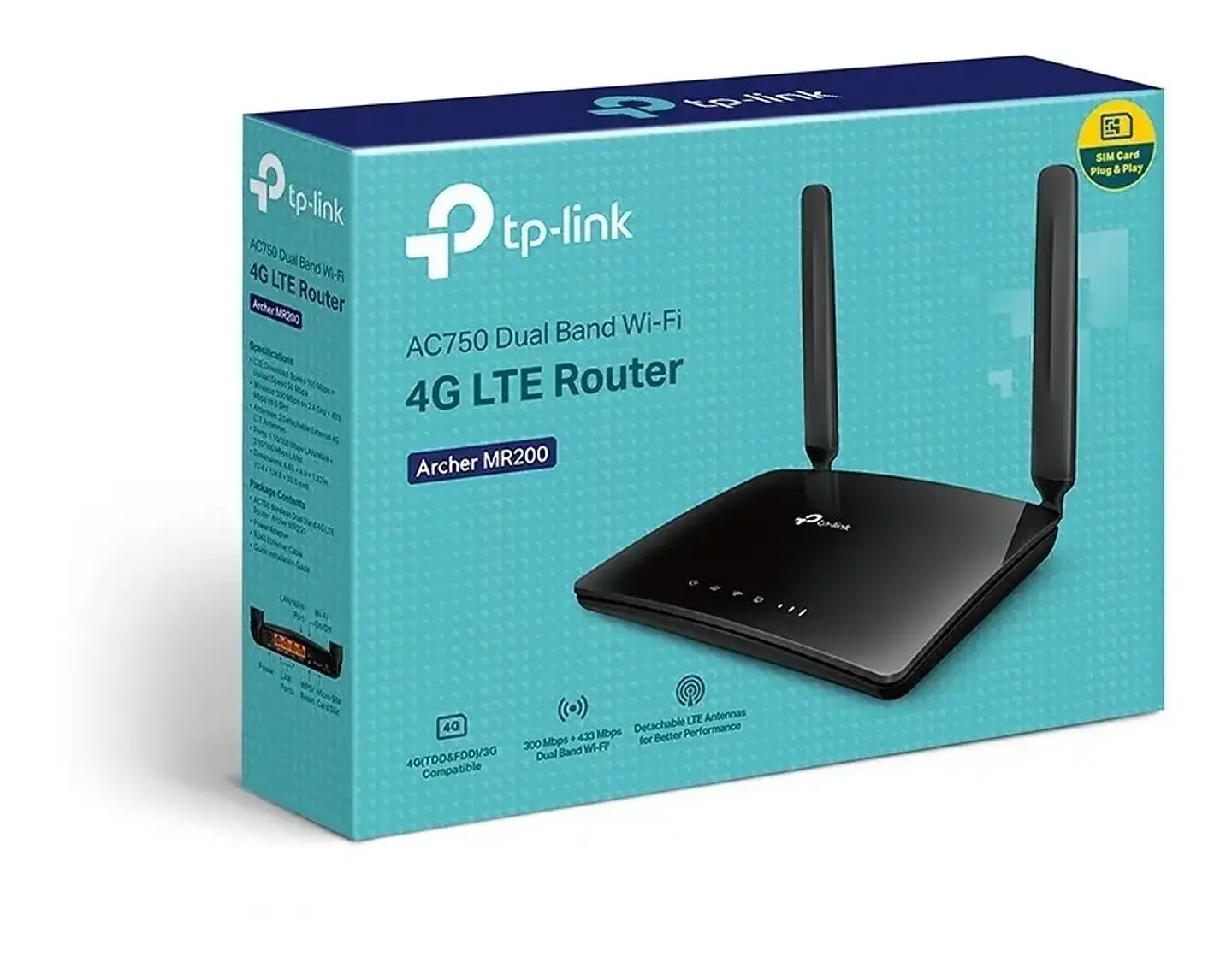 Router 4g Lte Chip Sim Wifi Lan Dual Band Ac750 Tplink Mr200  1