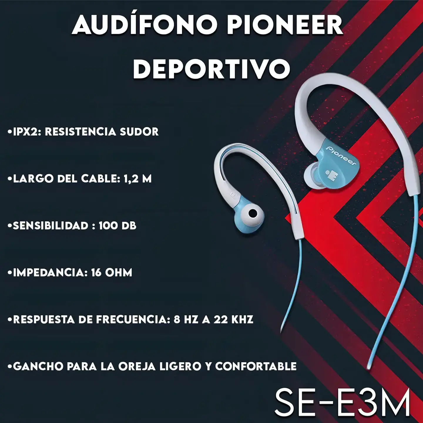 Audifonos Pioneer Se-e3m Gr Aqua Deportivos 4