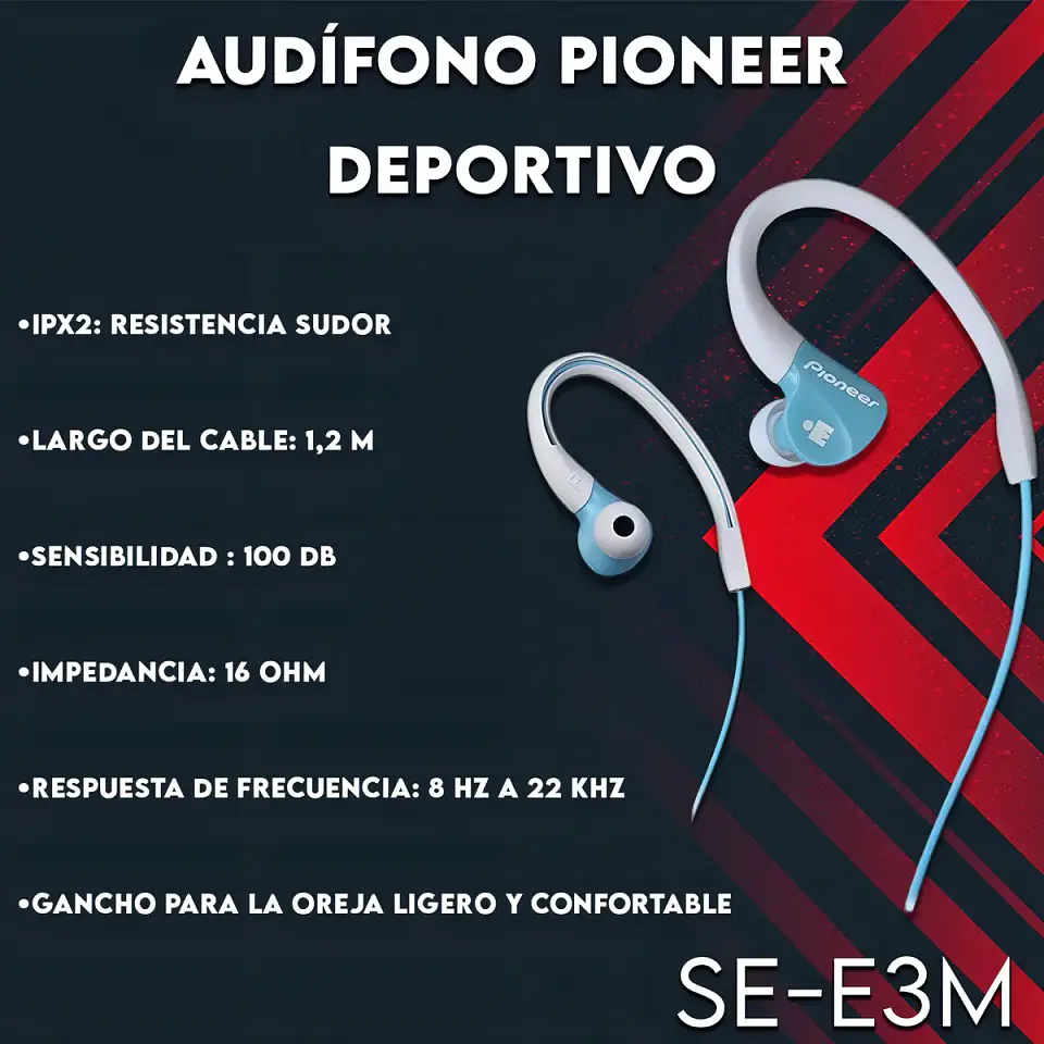 Audifonos Pioneer Se-e3m Gr Aqua Deportivos 4