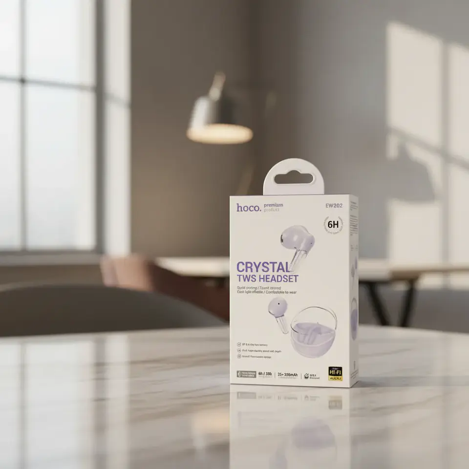 Audífonos Hoco Ew202 Inalambrico Crystal Tws Bluetooth Mora 3