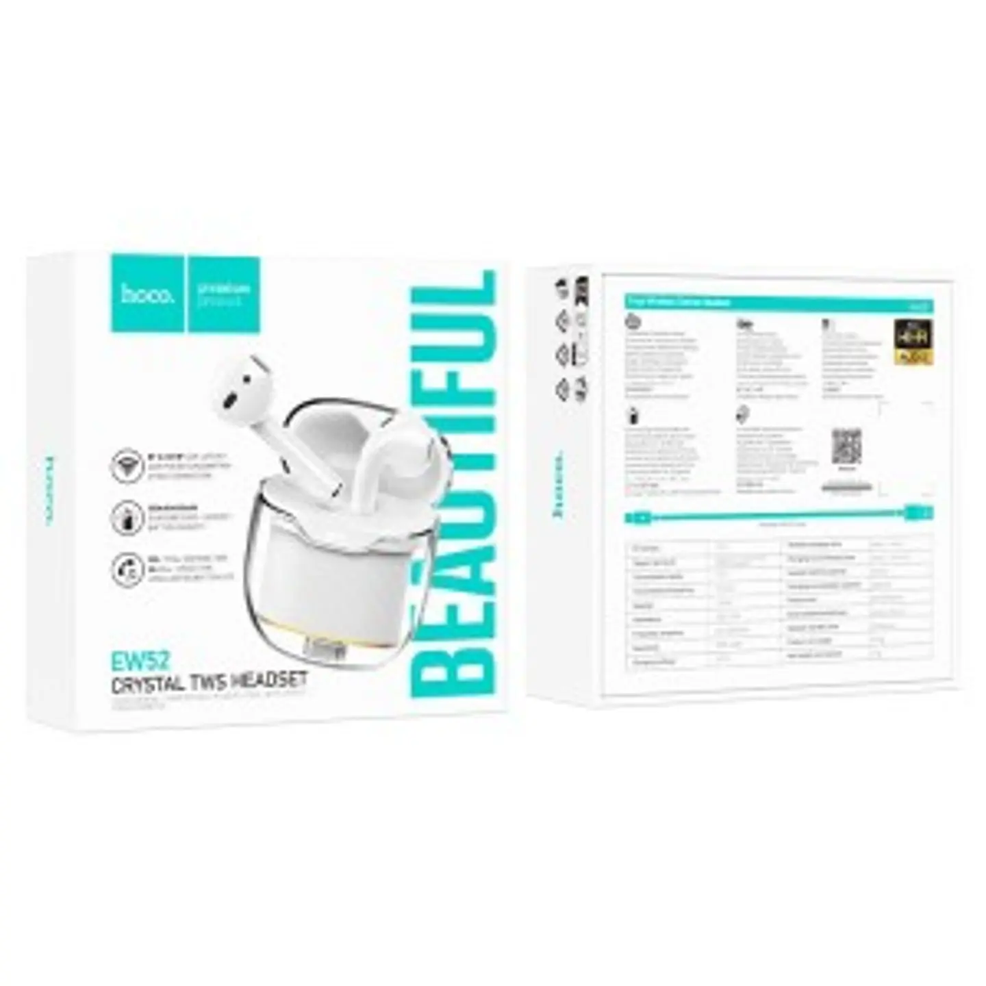 Audífonos Hoco Ew52 Bluetooth 5.3 Tws Blanco 2