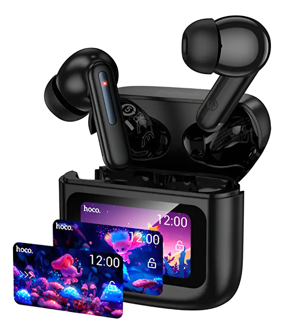 Audífonos Bluetooth Hoco Tws Eq14 Cool Con Pantalla Negro 1