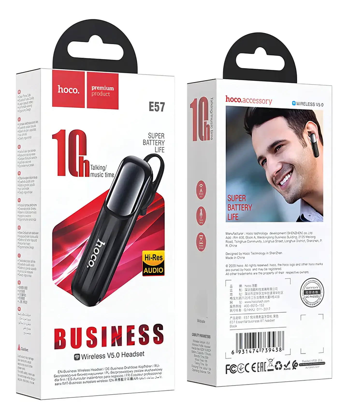 Auricular in-ear inalámbrico Hoco Bluetooth E57 Negro 6