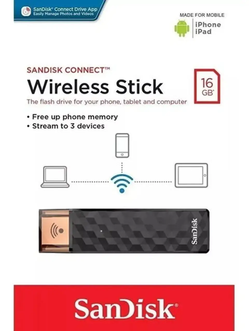 Pendrive SanDisk Connect Wireless Stick Connect 16GB 2.0 negro 3