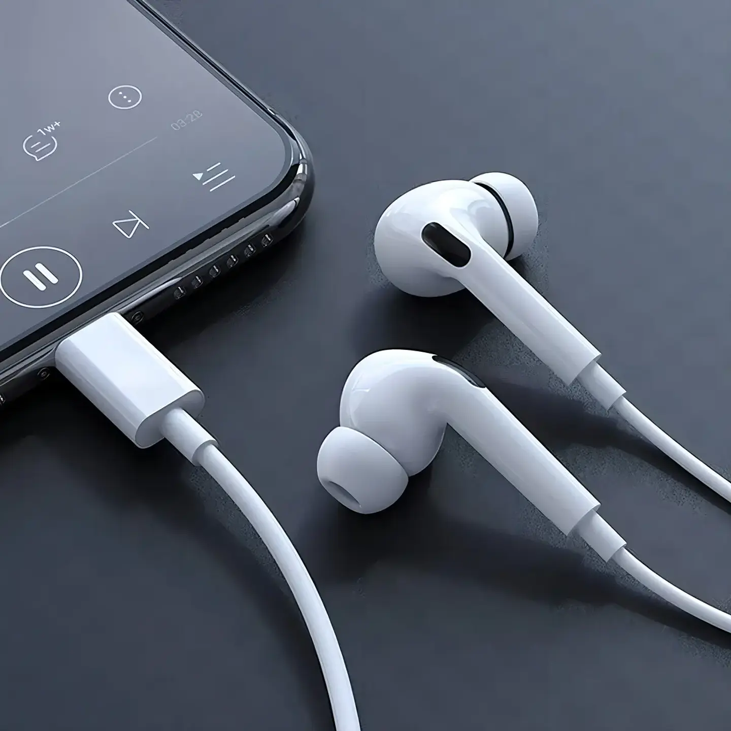 Audifonos Con Cable Para iPhone Auriculare Lightning In-ear Blanco 3