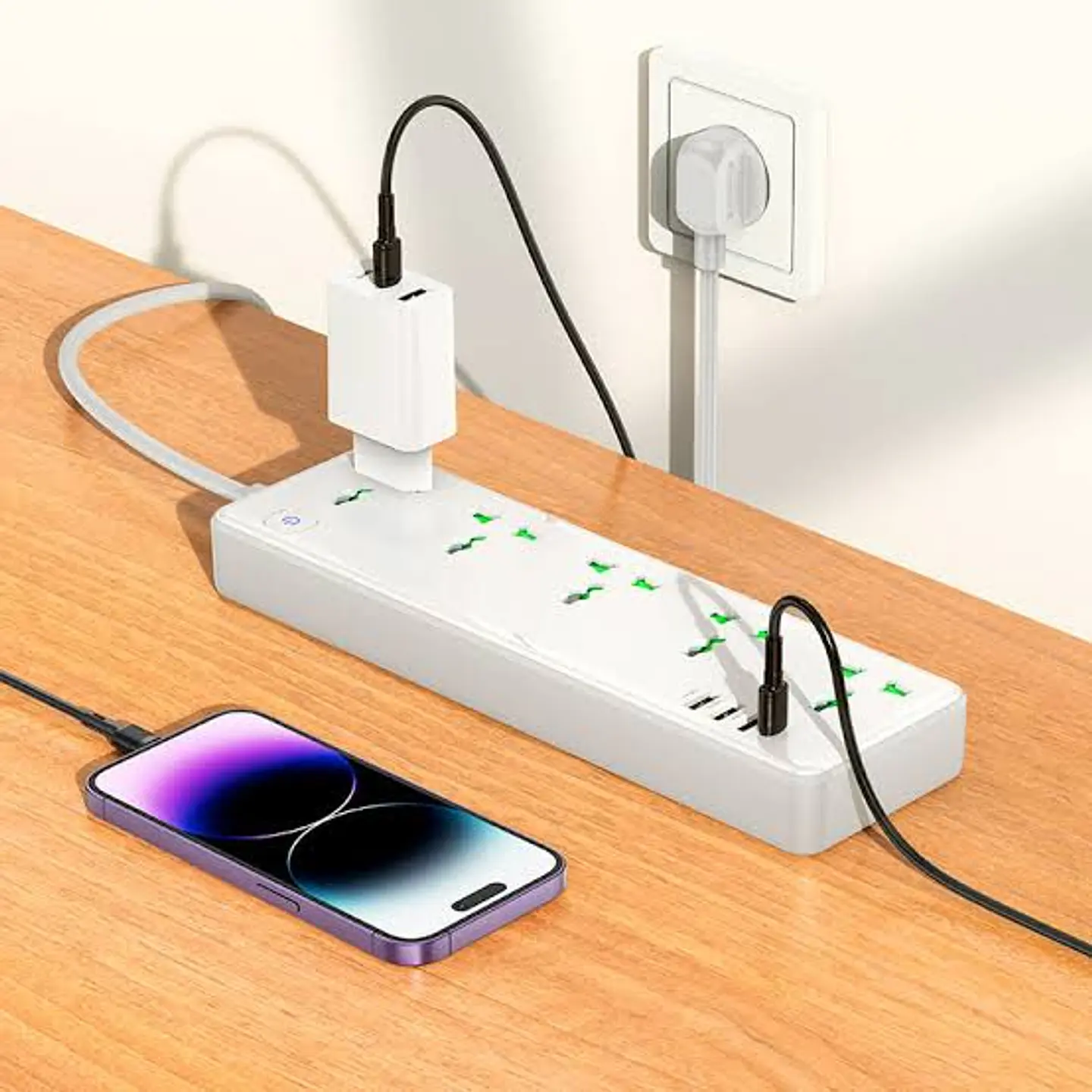 Alargador Zapatilla Hoco Ac13a 5 Tomas Socket, 3 USB, ! Tipo C, 1,5 M 4