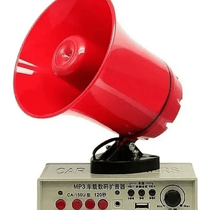 Megáfono Amplificador MP3 12V para Auto con Imán REC USB Sirena