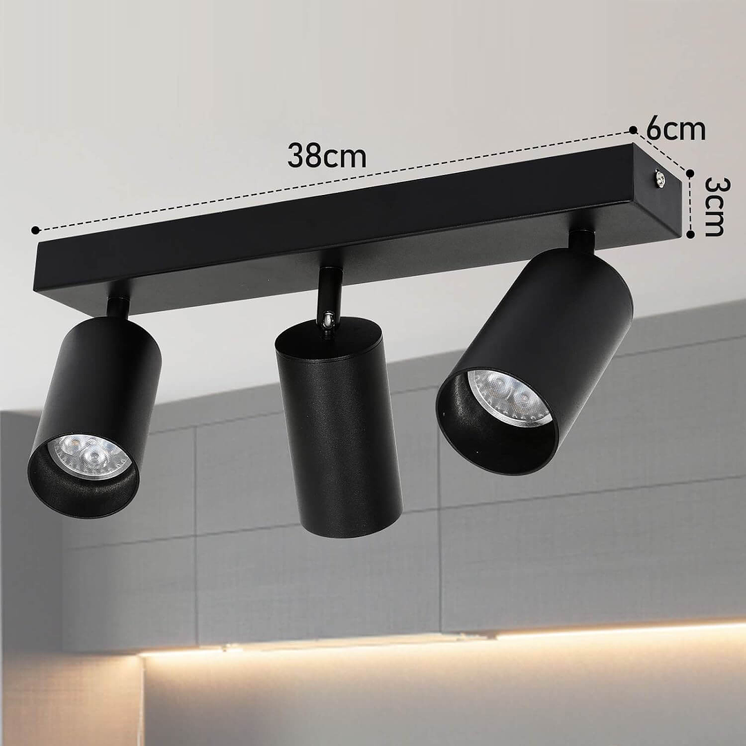 Aplique Dirigible Triple Spot GU10 Negro 3