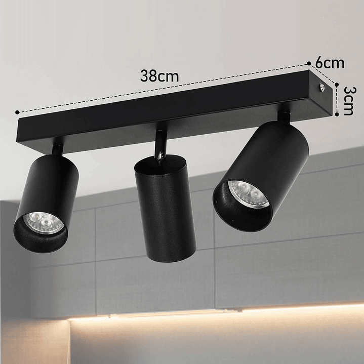 Aplique Dirigible Triple Spot GU10 Negro 3