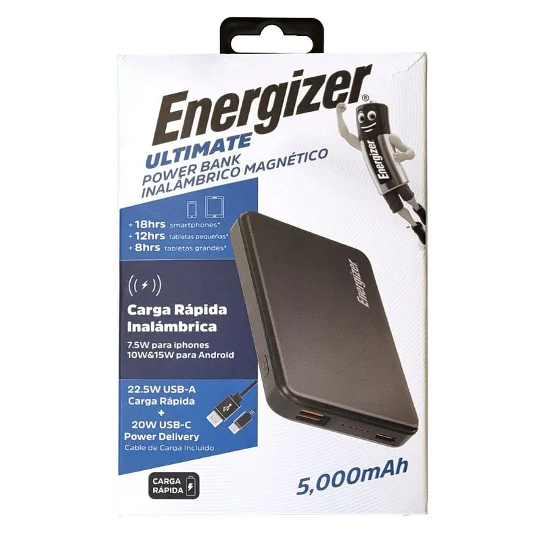 Cargador Portátil Energizer 5.000mAh Inalámbrico Magnético 1