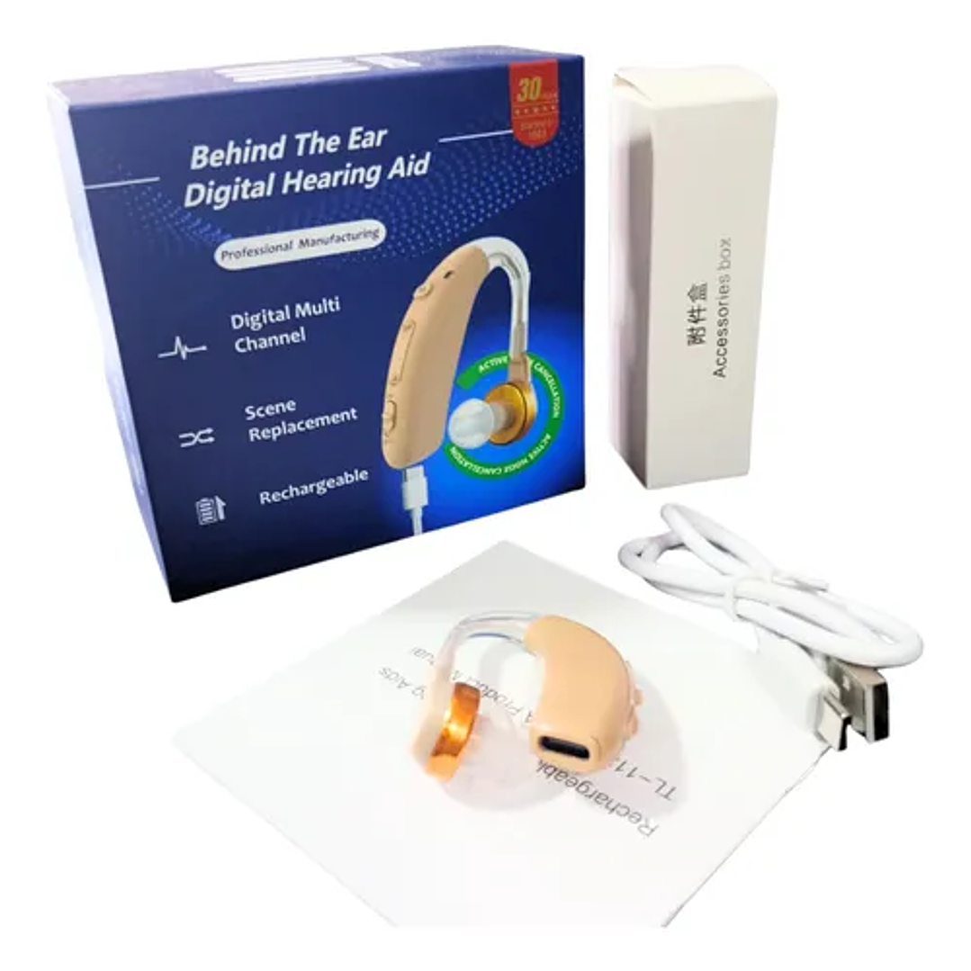 Audífono Amplificador para Sordera Recargable USB-C 1