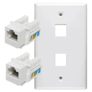Placa Muro Doble RJ45 + 2 Módulos RJ45 CAT6