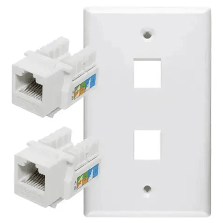 Placa Muro Doble RJ45 + 2 Módulos RJ45 CAT6 1