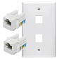 Placa Muro Doble RJ45 + 2 Módulos RJ45 CAT6 - Miniatura 1