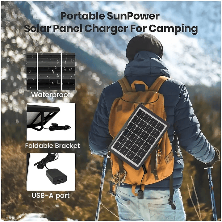 Panel Solar Portátil 15W 5V 5