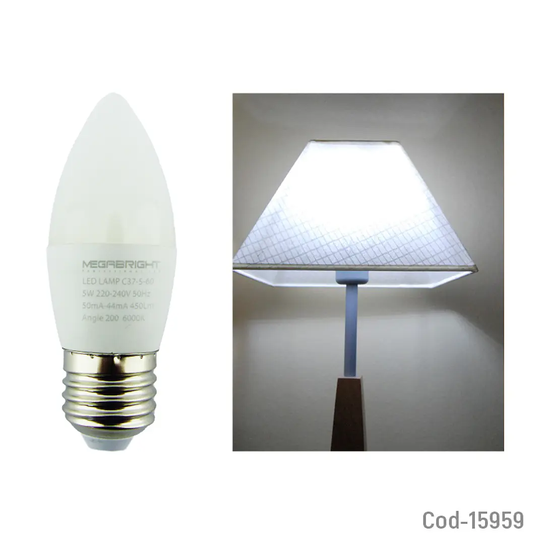 Ampolleta Vela E27 5W Megabright Luz Fría 2