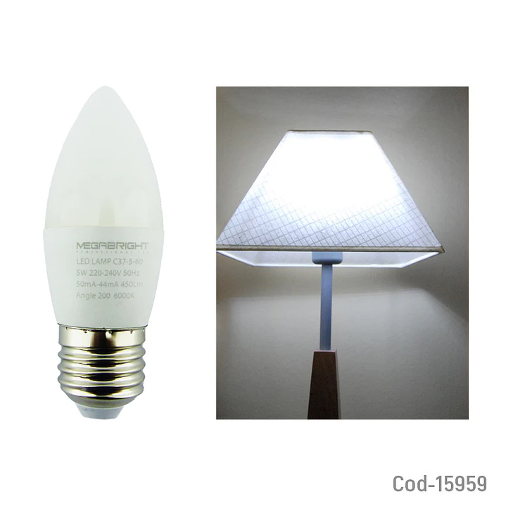 Ampolleta Vela E27 5W Megabright Luz Fría 2