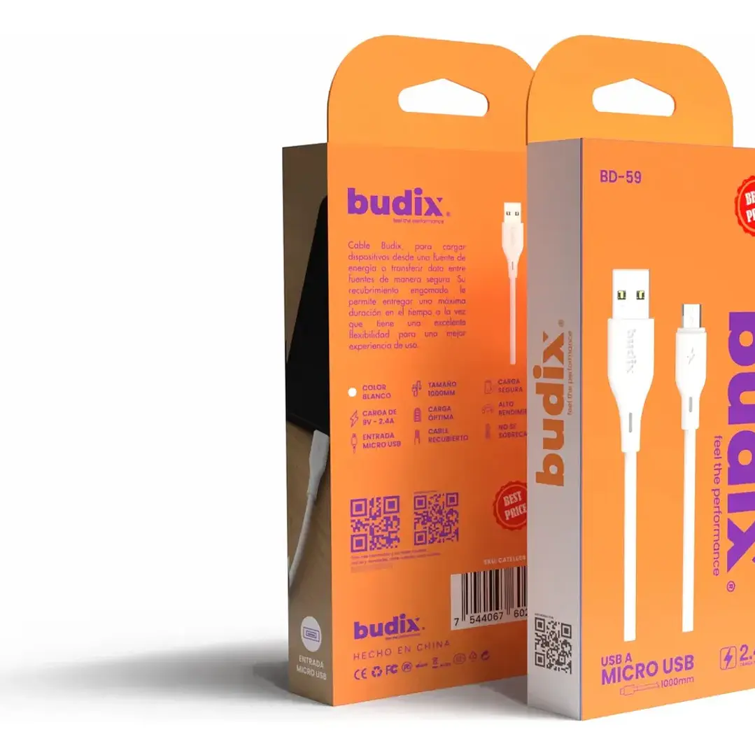 Cable USB A a Micro USB Budix 2.4A 4