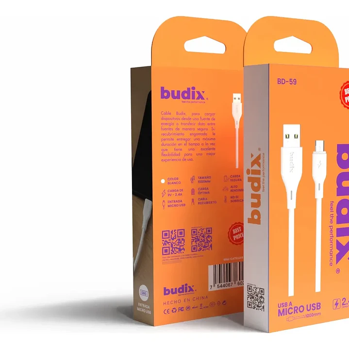 Cable USB A a Micro USB Budix 2.4A 4