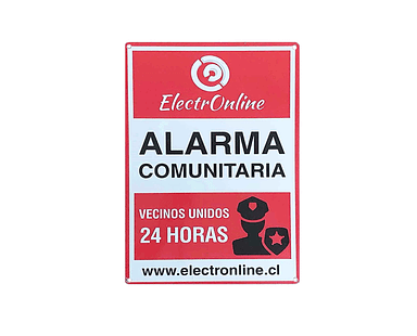 Cartel Disuasivo Metálico Exterior Rectangular Alarma Comunitaria