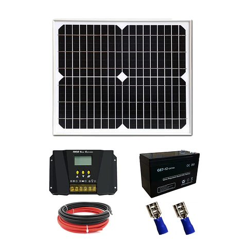 Mini Kit Panel Solar 30 Watts DC12V Controlador Solar Bateria 12Ah