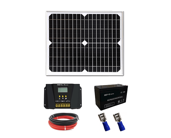 Mini Kit Panel Solar 30 Watts DC12V Controlador Solar Bateria 12Ah