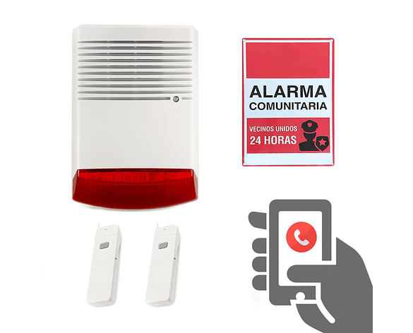 Alarma Comunitaria Activada con Llamada Telefónica y Botón de Pánico 2 en 1  5 KMS