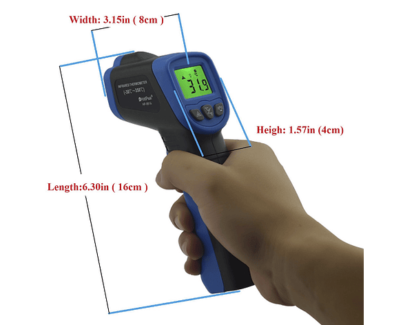 Medidor de Temperatura Inalámbrico de Pistola, Sin Contacto Digital Infrarrojo de -50°C a 350°C