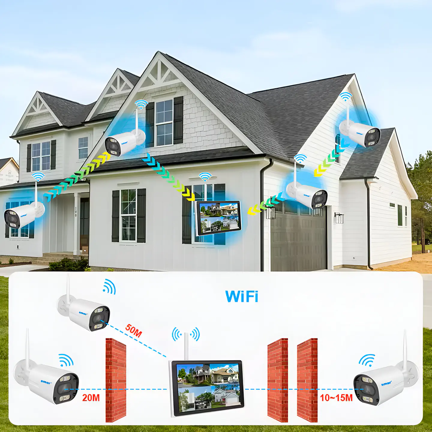 Kit de Cámaras WiFi NVR 8CH 5MP/3MP - Visión Nocturna a Color y Detección Humana 3
