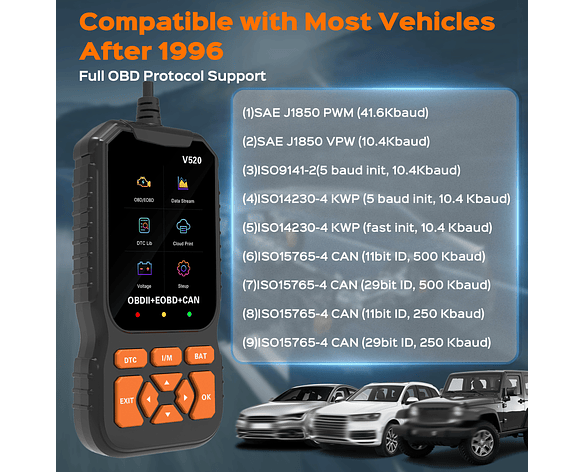 Escanner Automotriz OBD II, EOBD y CAN - Herramienta de diagnóstico automotriz - Lector de códigos de error