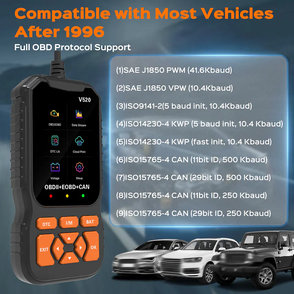 Escanner Automotriz OBD II, EOBD y CAN - Herramienta de diagnóstico automotriz - Lector de códigos de error 6