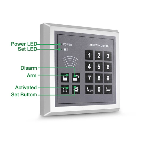 Teclado Control Remoto Inalámbrico para alarma GSM 433mhz con Adaptador
