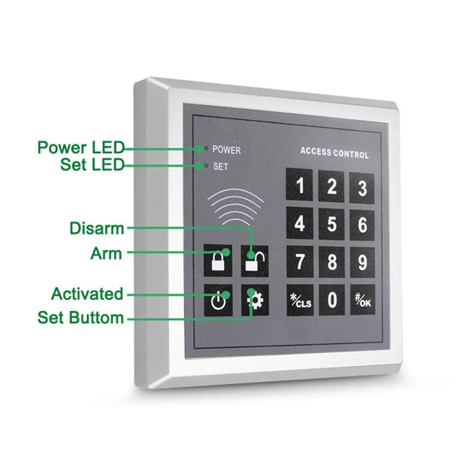 Teclado Control Remoto Inalámbrico para alarma GSM 433mhz con Adaptador 2