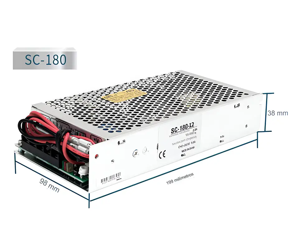 Fuente de Alimentación Conmutada 12V/24V con Función UPS y Cargador de Batería, 180W, Entrada 110V/220V CA a CC 3