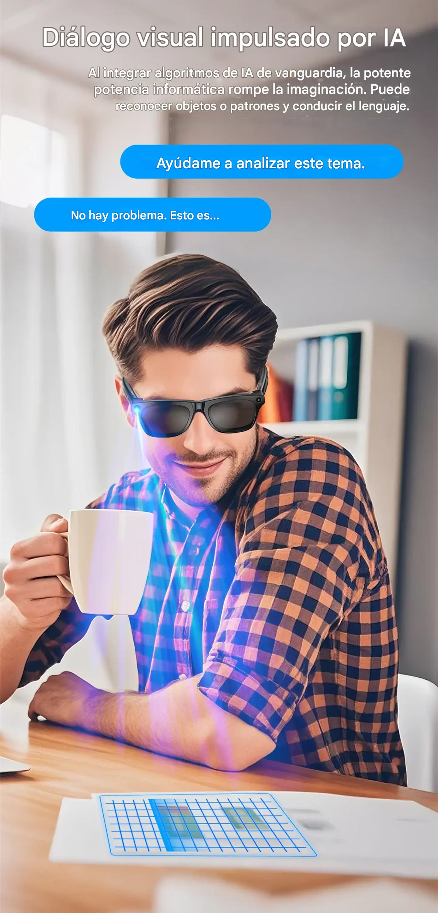 Gafas Inteligentes 8K HD · Cámara 100MP · ChatGPT · Llamadas Bluetooth 12
