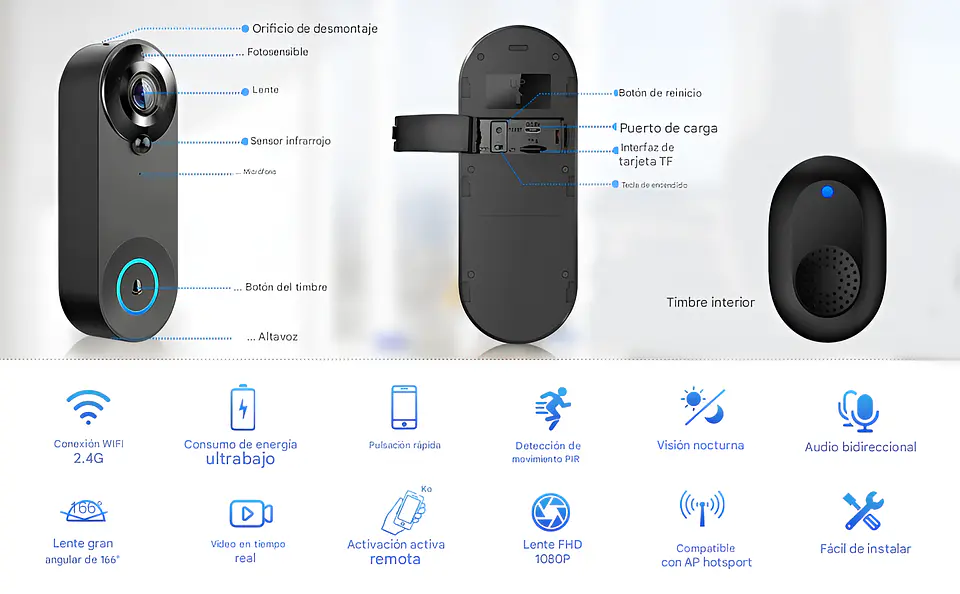 Videoportero WiFi 5G 1080P Timbre Inteligente 2