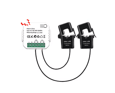 Medidor de Energía WiFi Inteligente Tuya Smart Life – Monofásico, Bidireccional, con Alarma y Monitor App 2 Sensores
