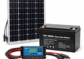Kit Solar 150W con Batería 100Ah y Controlador 20A para Sistemas de Seguridad, Alarmas y Equipos Autónomos