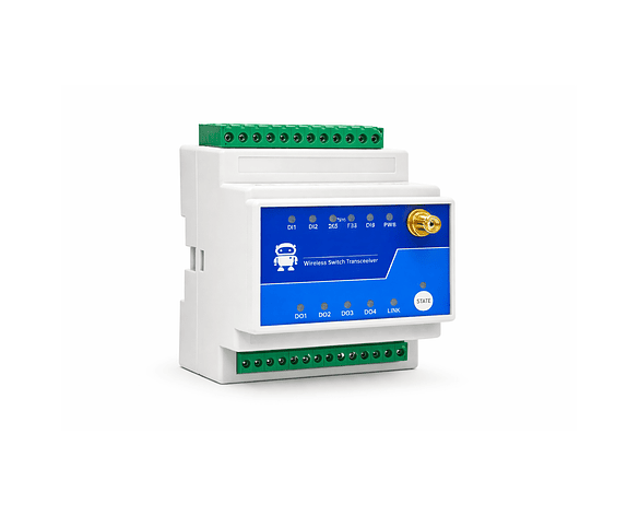 Módulo Relé RF Inalámbrico LoRa 4 Canales – Control Remoto Industrial hasta 7Km RS485 DIN Rail