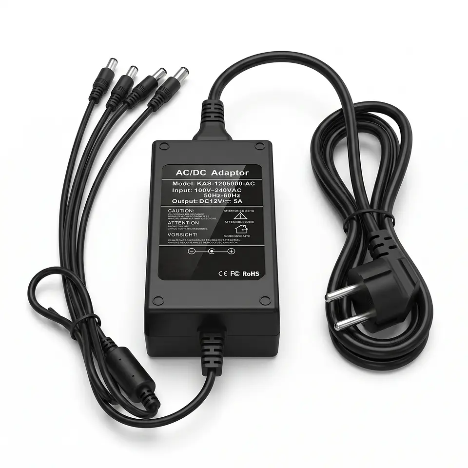 Fuente de Poder 12VDC 5A para 4 Canales | para CCTV y LED 1