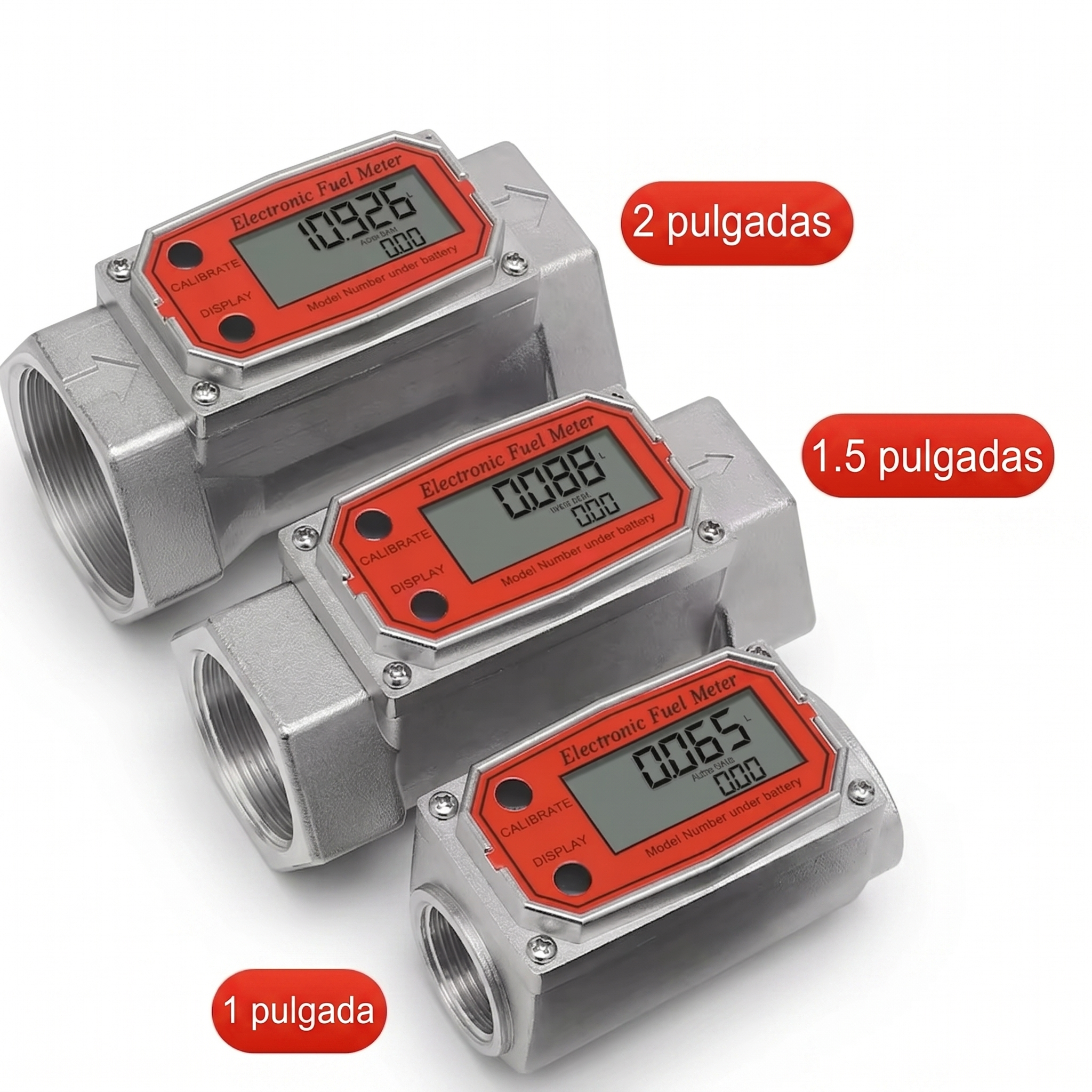 Medidor de Flujo de Turbina Digital LCD Alta Precisión para Combustible, Agua y Aceite (1