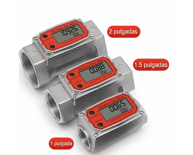 Medidor de Flujo de Turbina Digital LCD Alta Precisión para Combustible, Agua y Aceite (1