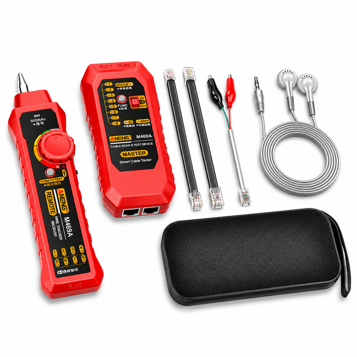 Buscador de Líneas de Red Multifunción ANENG M469A RJ11 RJ45 – Probador de Cables Profesional
