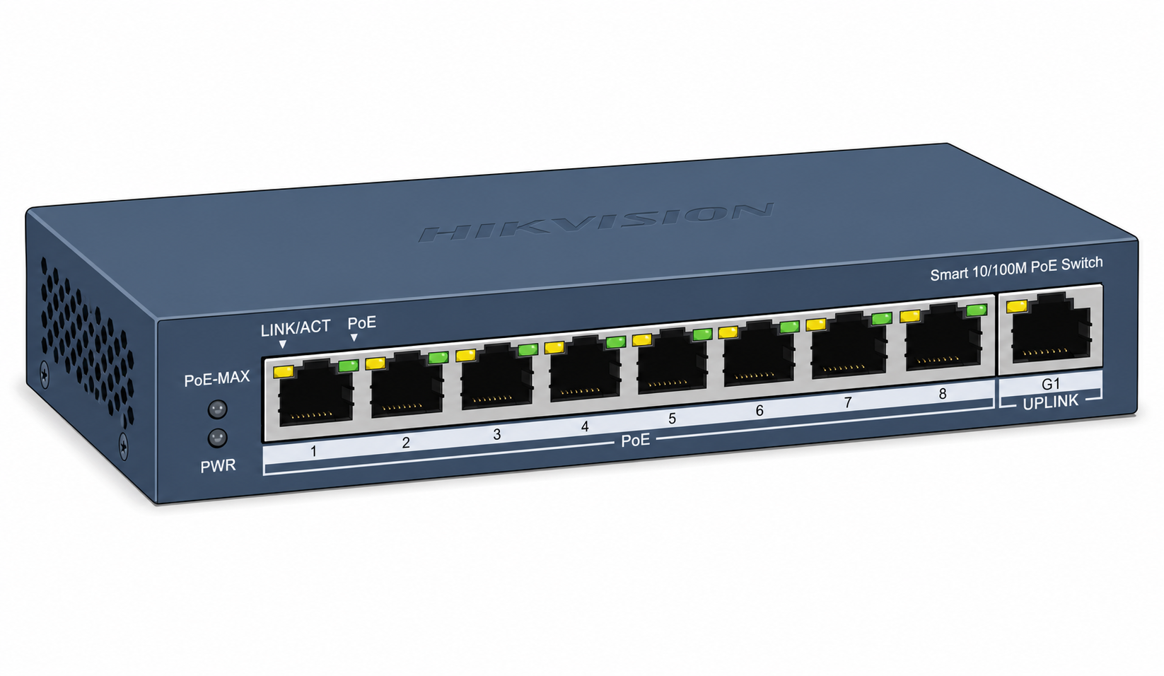 Switch Hikvision 8 Puertos PoE+ No Administrable 1000Mbps 60W | Red CCTV y Seguridad