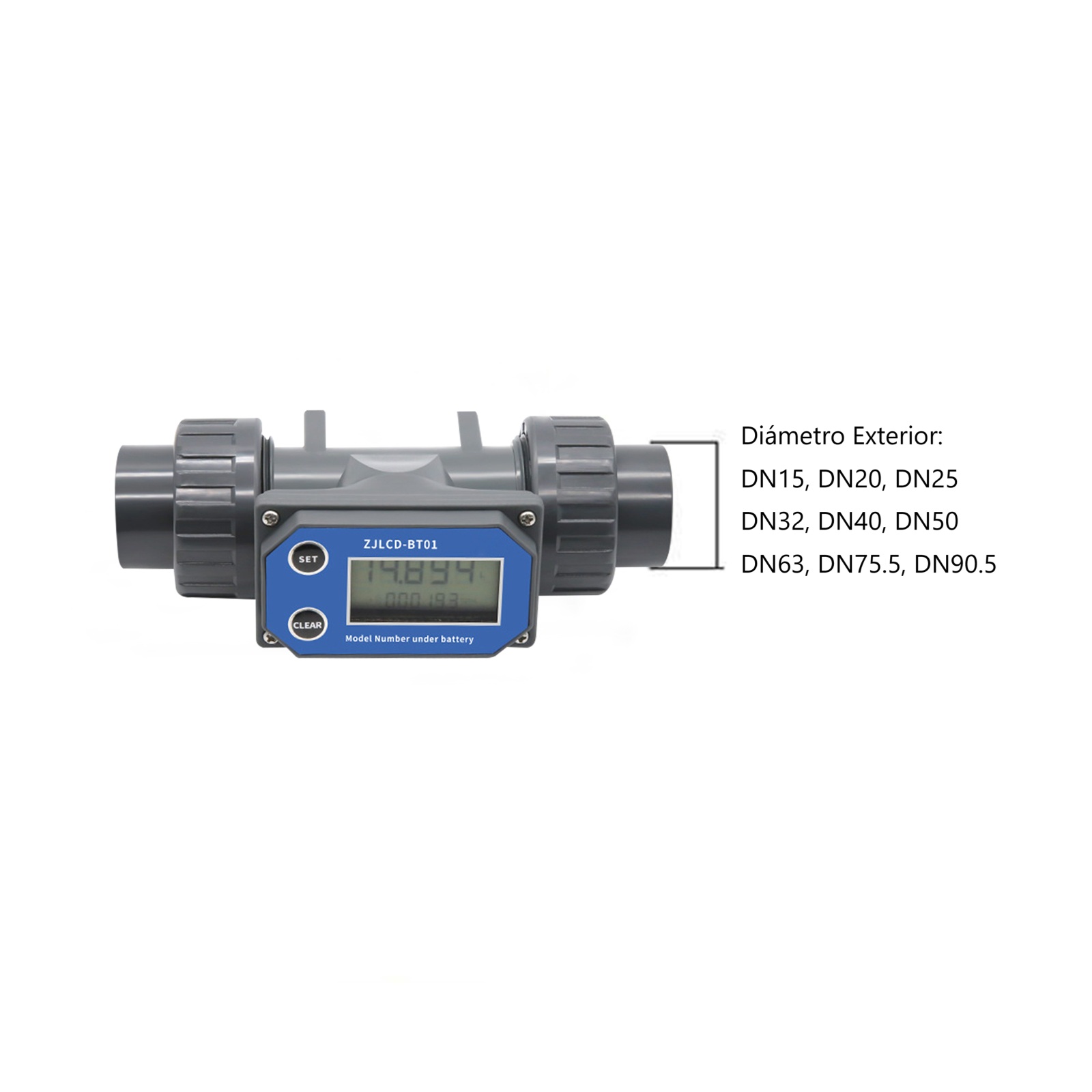 Medidor de Flujo de Agua Digital Turbina PVC con Pantalla LCD – DN50 para Riego, Piscinas y Agricultura