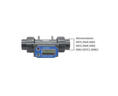Medidor de Flujo de Agua Digital Turbina PVC con Pantalla LCD – DN25 para Riego, Piscinas y Agricultura